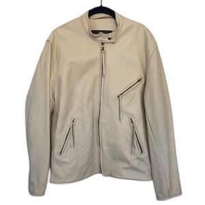 Leather‎ Jacket Beige Men's size Large